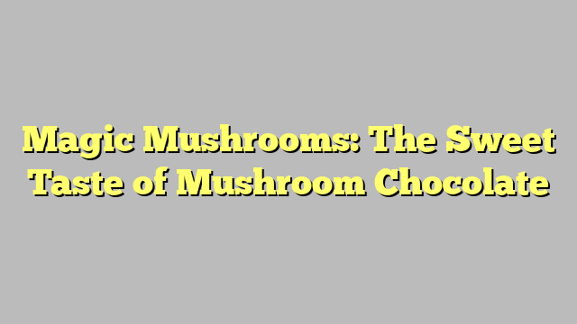 Magic Mushrooms: The Sweet Taste of Mushroom Chocolate